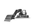 The silhouette black excavator on a white background. Royalty Free Stock Photo