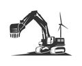 The silhouette black excavator on a white background. Royalty Free Stock Photo