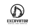 The silhouette vector black excavator on a white background. Royalty Free Stock Photo