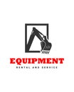 The silhouette black excavator on a white background. Royalty Free Stock Photo
