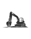 The silhouette black excavator on a white background. Royalty Free Stock Photo