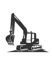 The silhouette vector black excavator on a white background. Royalty Free Stock Photo