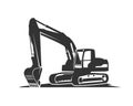 The silhouette black excavator on a white background. Royalty Free Stock Photo