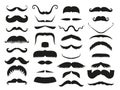 Silhouette vector black white mustache hair hipster curly collection beard barber and gentleman symbol fashion human