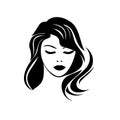 Silhouette, vector closeup portrait of a woman. Vector illustration Royalty Free Stock Photo