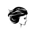 Silhouette, vector closeup portrait of a woman. Vector illustration Royalty Free Stock Photo