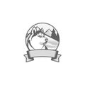 Silhouette vector emblem of siberian husky