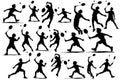 Badminton Player Silhouette Vector Bundle Dynamic Action Poses For Sport Game Graphic Design Royalty Free Stock Photo