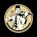 Silhouette Vector Illustration of Indonesian Hero Playing the Violin