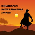 Silhouette Vector Illustration and typography of Chhatrapati Shivaji Maharaj Indian Maratha warrior king Royalty Free Stock Photo