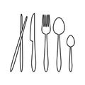 Silhouette Vector Spoon, Fork, Knife, and Chopsticks Cutlery on the Restaurant Sign Royalty Free Stock Photo