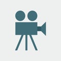 Simple vector illustration with ability to change. Silhouette video camera icon Royalty Free Stock Photo