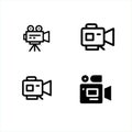 silhouette video camera icon vector set of four Royalty Free Stock Photo