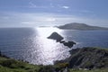 Silhouette view of the Blasket Islands off the coast of Ceann Sibeal in Dingle, Ireland Royalty Free Stock Photo