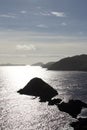 Silhouette view of the Blasket Islands off the coast of Ceann Sibeal in Dingle, Ireland Royalty Free Stock Photo