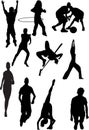 Silhouette view of human motifs,sports, positions