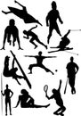 Silhouette view of human motifs,sports, positions