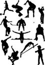 Silhouette view of human motifs,sports, positions