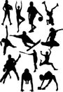 Silhouette view of human motifs,sports, positions