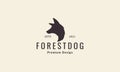 Silhouette vintage head forest dog logo symbol vector icon illustration graphic design