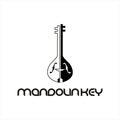 Silhouette Vintage Mandolin key black and white Royalty Free Stock Photo