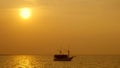 Silhouette of vintage sailboat in the ocean Royalty Free Stock Photo