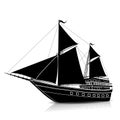 Silhouette vintage sailing ship with reflection Royalty Free Stock Photo