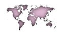 Silhouette of violish World map over white background