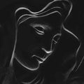 Silhouette of Virgin Mary on black background