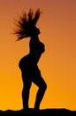 Silhouette of voluptuous woman standing