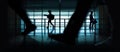 Silhouette of Walking People. Indoor Urban Scene Royalty Free Stock Photo