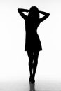 Silhouette of walking woman