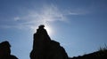 Silhouette of a wall of boskovice castle with bush