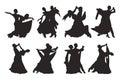 Silhouette of waltz pair. Couple dancers