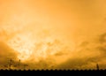 Sunset view. Roof, antenna, cloudy Royalty Free Stock Photo