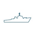 Silhouette of warship Royalty Free Stock Photo