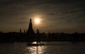 Silhouette of Wat Arun Temple in Bangkok Thailand