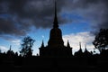 Silhouette of Wat phra that sawi temple in Chumphon, Thailand