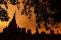 Silhouette of Wat Phra Sri Sanphet , Ayutthaya