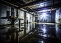 Silhouette of Water Damage in a Basement A Visual Representation of Flooding Mold and Sanitary Drain Issues Requiring Royalty Free Stock Photo