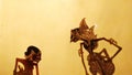 Silhouette Wayang kulit or puppet art from Java, Indonesia in regional art performances Royalty Free Stock Photo