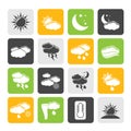 Silhouette Weather and meteorology icons Royalty Free Stock Photo