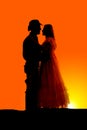 Silhouette western couple romantic Royalty Free Stock Photo