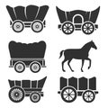 Silhouette Western Covered Wagon Royalty Free Stock Photo