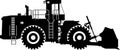 Silhouette of Wheel Dozer Icon in Flat Style. Vector Illustration