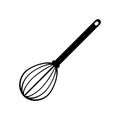 Silhouette whisk icon. Outline logo of whipping tool. Black simple illustration of kitchen utensils and cooking. Flat isolated