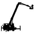 Silhouette on a white background of aerial platform or crane on a vehicle Royalty Free Stock Photo