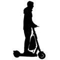 Silhouette on a white background of a people on electric scooter Royalty Free Stock Photo