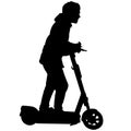 Silhouette on a white background of a people on electric scooter Royalty Free Stock Photo