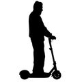 Silhouette on a white background of a people on electric scooter Royalty Free Stock Photo